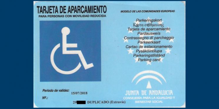 tarjeta de aparcamiento