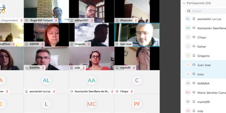 fotografía de la mesa de trabajo online de presidentes de FAMS-COCEMFE Sevilla