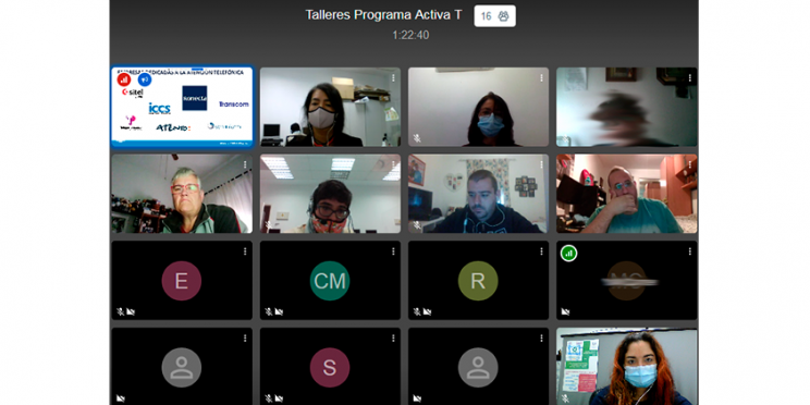 Fotografía participantes taller online Atención telefónica Actíva-t