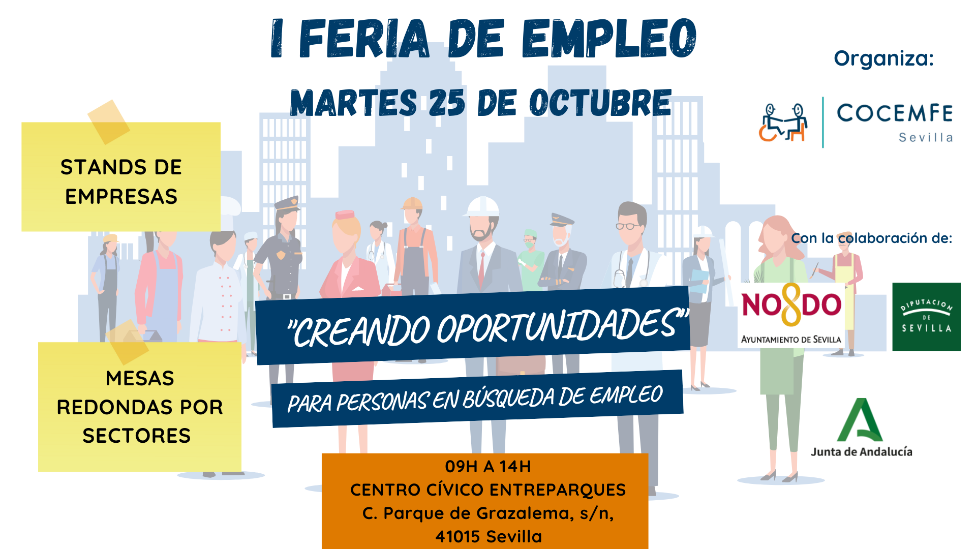 Imagen I Feria de Empleo COCEMFE Sevilla sin logotipos empresas