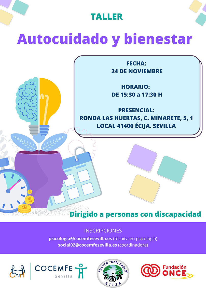 Cartel Taller Autocuidado y bienestar en Écija