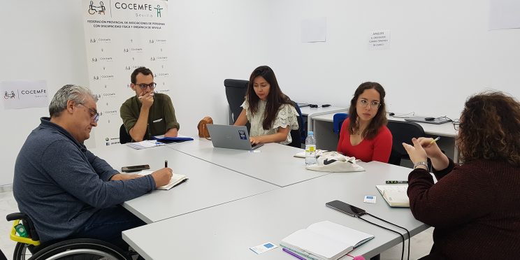 Fotografía participantes de la reunión con Human Rights Watch y COCEMFE Sevilla