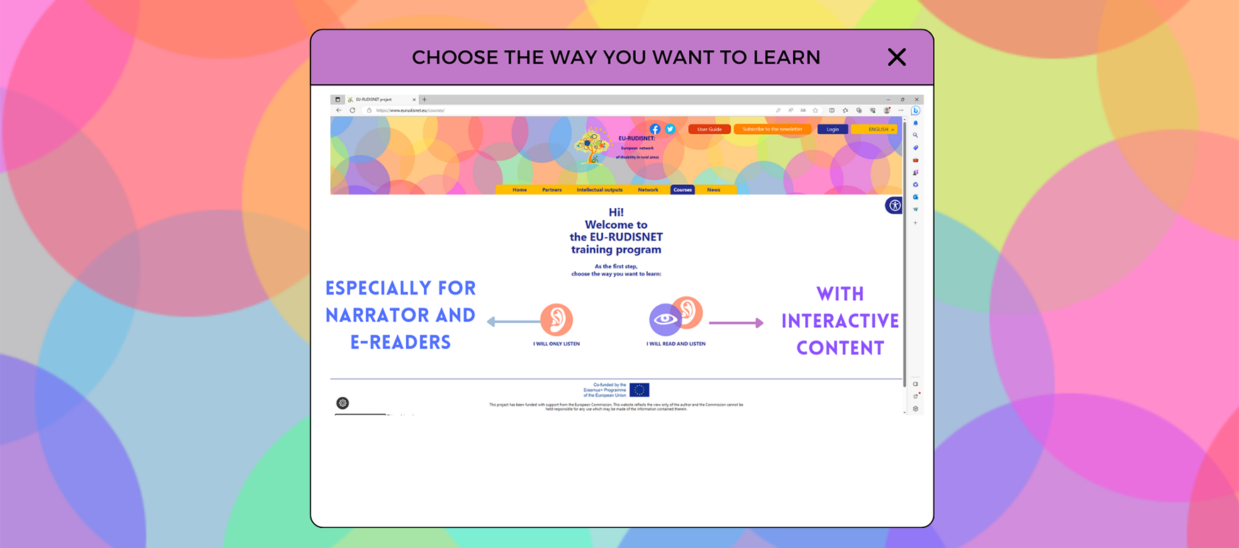 Image course EU-RUDISNET choose the way to want to learn