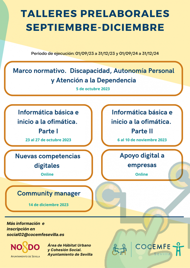 Imagen cartel talleres prelaborales 2023