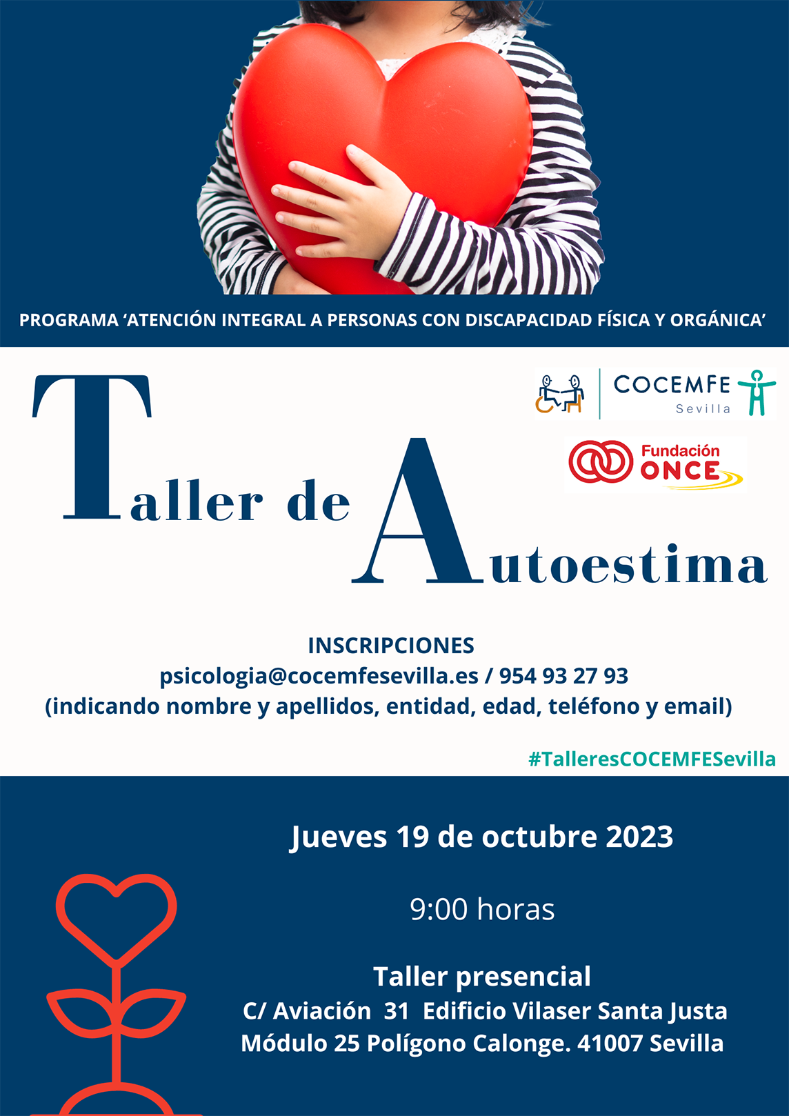 Imagen cartel taller Autoestima Atención Integral a personas con discapacidad 2023