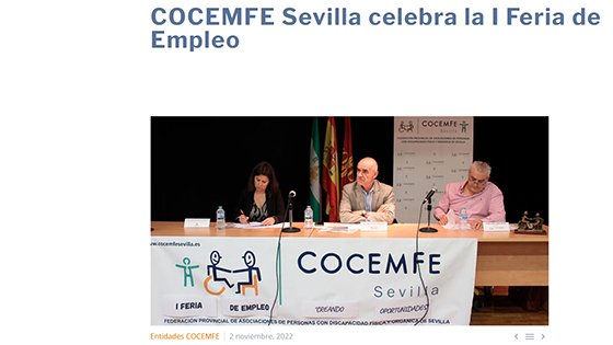 Captura Medio I Feria de Empleo 2022. COCEMFE