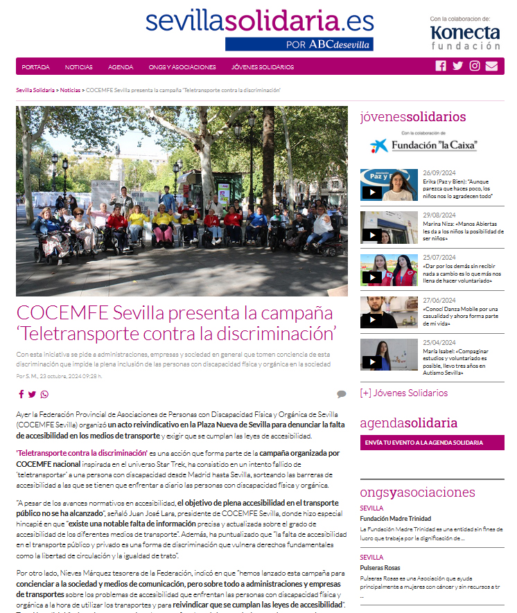 Captura SevillaSolidaria campaña Teletransporte