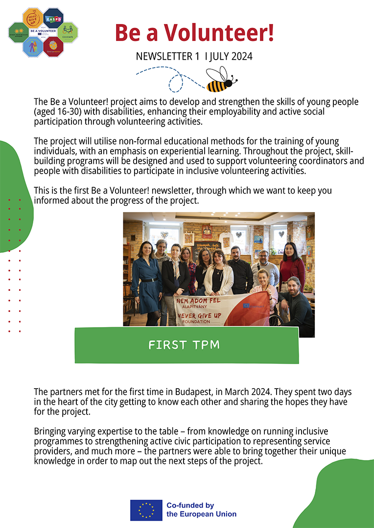 Image page 1, Newsletter 1 Be a Volunteer programme EN