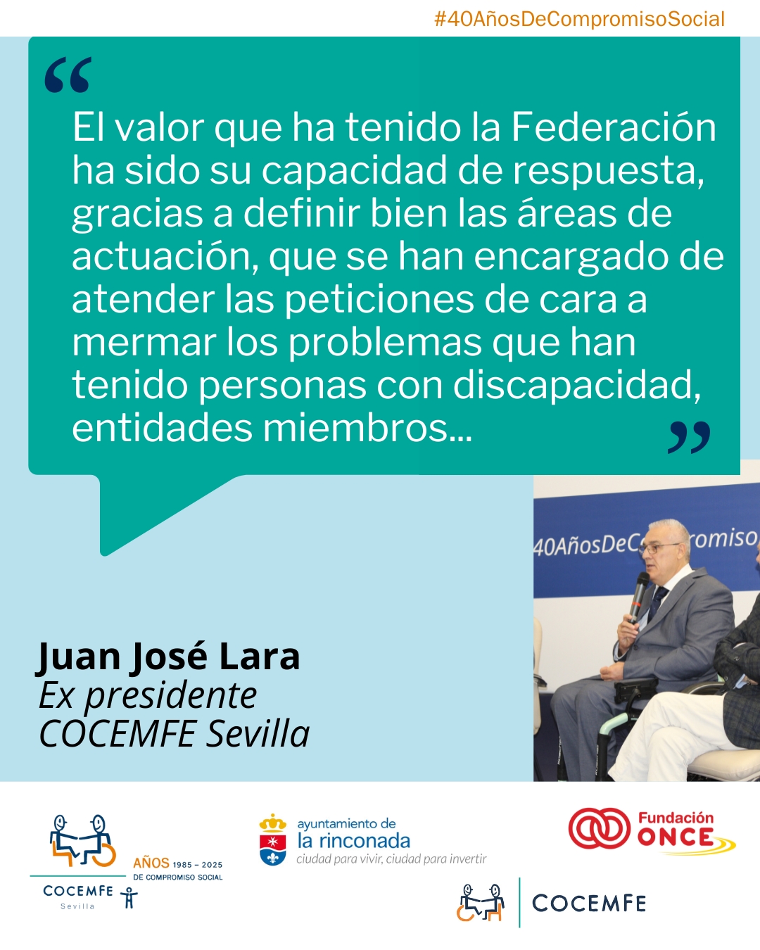 Imagen cita Juan José Lara expresidente de COCEMFE Sevilla