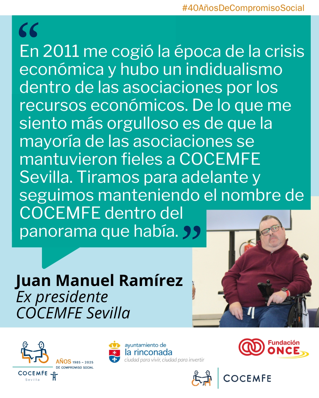 Imagen cita de Juanma Ramírez expresidente de COCEMFE SEVILLA