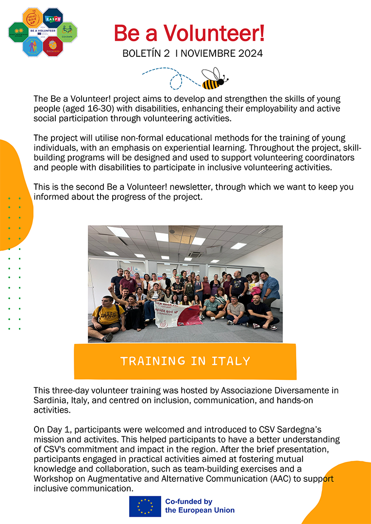 Image page 1, Newsletter 2 Be a Volunteer programme EN